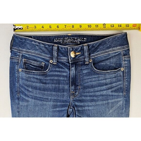 American Eagle Outfitters Size 6 X-Long Women Kick Boot Super Stretch Blue Jeans - Picture 3 of 13